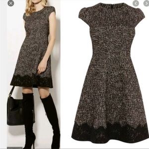Karen Millen Tweed Lace A-Line Dress Pockets
